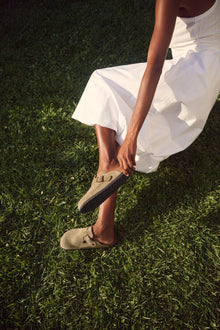 BIRKENSTOCK BOSTON SOFT FOOTBED SUEDE | TAUPE