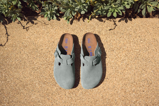 BIRKENSTOCK BOSTON SOFT FOOTBED SUEDE | PURE SAGE