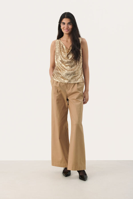 PART TWO MALIKKA SEQUIN TOP | GOLD