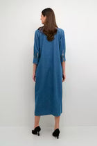 CREAM GERTA DRESS | ALASKA MID BLUE DENIM