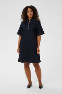 CREAM DENAYA DRESS | DARK BLUE DENIM