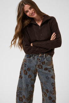 CREAM RAMONA JEAN | BROWN DENIM FLOWER