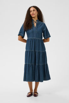 CREAM WINNIE DRESS | BANFF MEDIUM BLUE