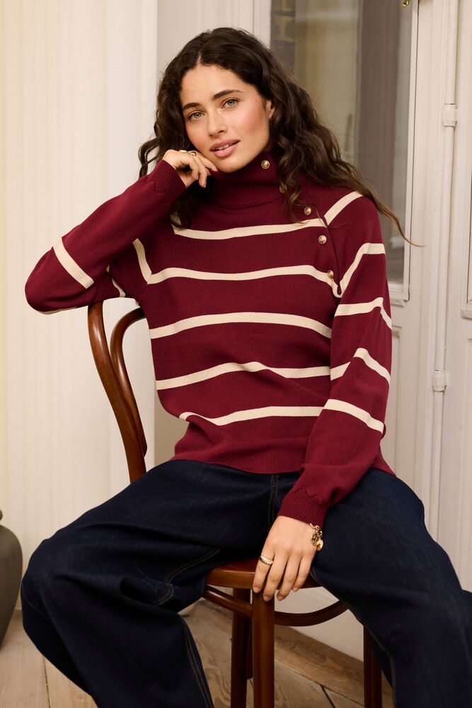 CREAM DELA PULLOVER | CABERNET STRIPE