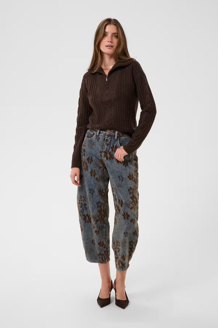 CREAM RAMONA JEAN | BROWN DENIM FLOWER