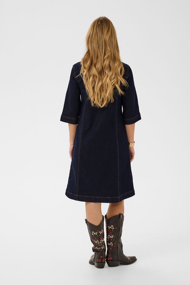 CREAM EA DRESS | CHICAGO RINSE BLUE