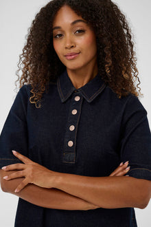 CREAM DENAYA DRESS | DARK BLUE DENIM