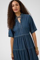 CREAM WINNIE DRESS | BANFF MEDIUM BLUE