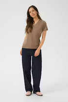 CREAM NAIA T-SHIRT | FOSSIL BROWN