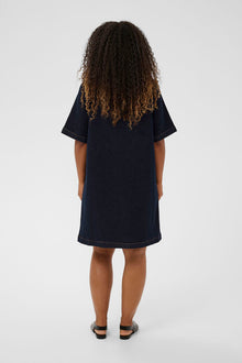 CREAM DENAYA DRESS | DARK BLUE DENIM