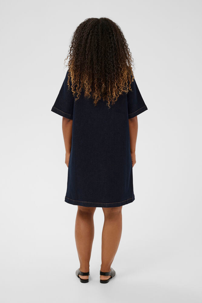 CREAM DENAYA DRESS | DARK BLUE DENIM