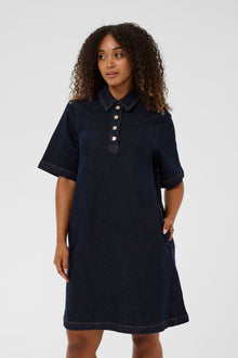 CREAM DENAYA DRESS | DARK BLUE DENIM