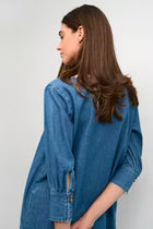 CREAM GERTA DRESS | ALASKA MID BLUE DENIM