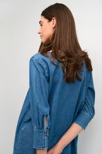 CREAM GERTA DRESS | ALASKA MID BLUE DENIM