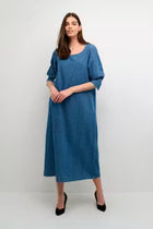 CREAM GERTA DRESS | ALASKA MID BLUE DENIM