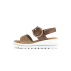 GABOR BUCKLE WEDGE SANDAL | WALNUT/CAMEL