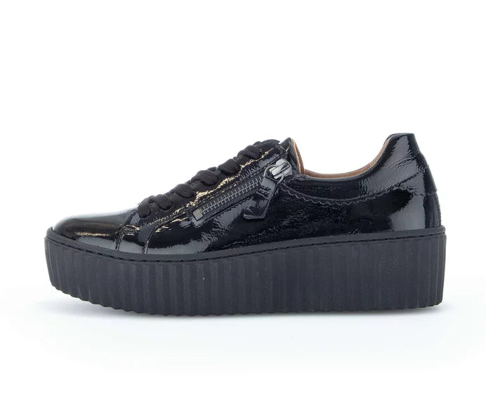 GABOR PATENT PLATFORM SNEAKER | Black