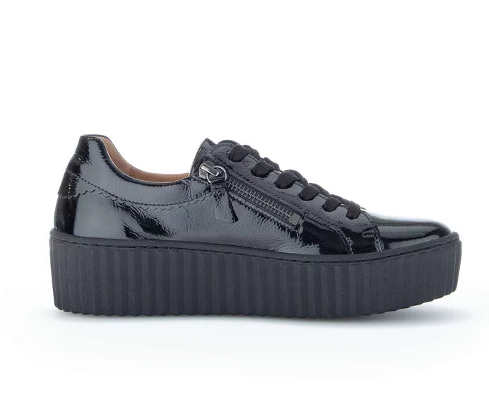 GABOR PATENT PLATFORM SNEAKER | BLACK
