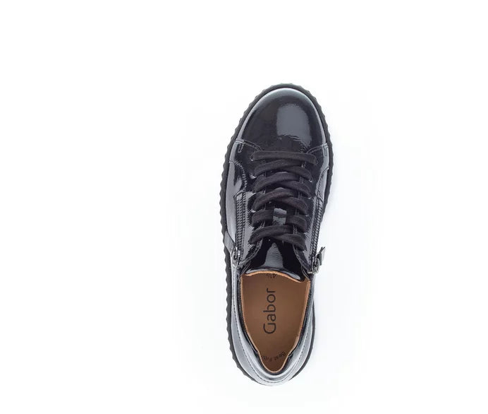 GABOR PATENT PLATFORM SNEAKER | BLACK