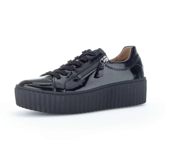 GABOR PATENT PLATFORM SNEAKER | BLACK