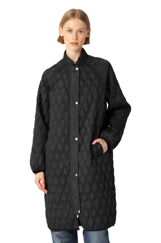 ILSE JACOBSEN LONG QUILTED COAT | BLACK
