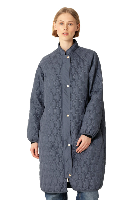ILSE JACOBSEN LONG QUILTED COAT | OMBRE-BLUE