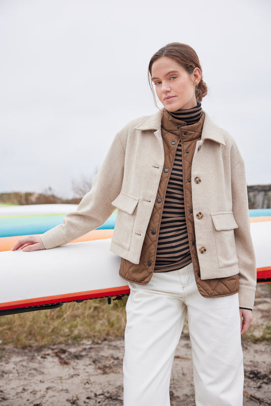 ILSE JACOBSEN SHORT WOOL JACKET | WHEAT