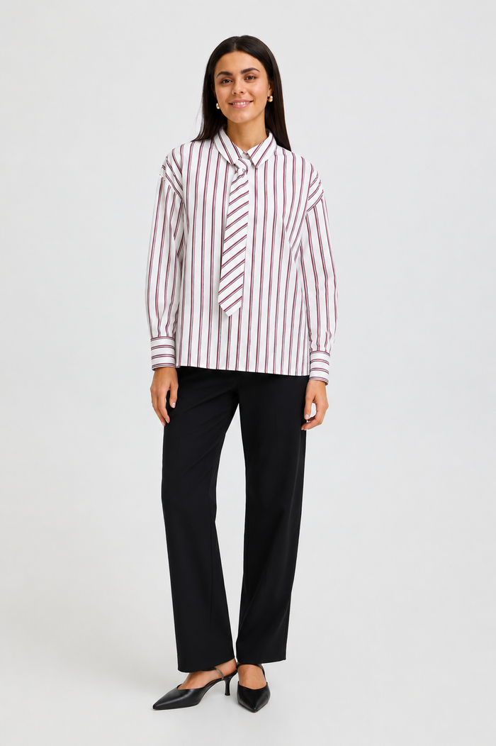 FRANSA ZABA SHIRT | WHITE RUM RAISIN STRIPE