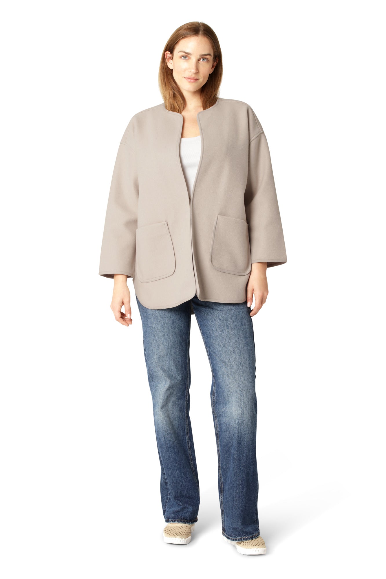 ILSE JACOBSEN FELT BOMBER JACKET | WHITE PEPPER