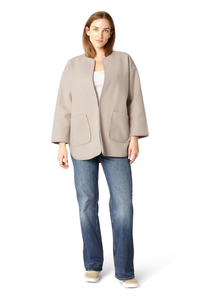 ILSE JACOBSEN FELT BOMBER JACKET | WHITE PEPPER