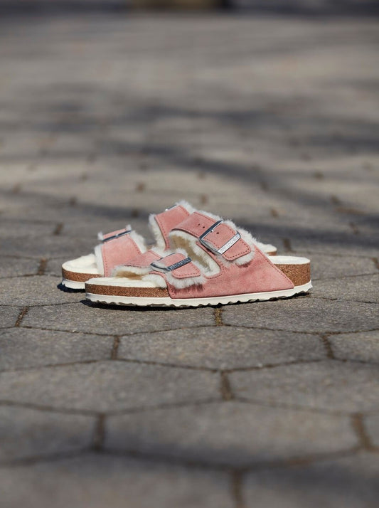 BIRKENSTOCK ARIZONA SHEARLING SUEDE LEATHER | PINK CLAY