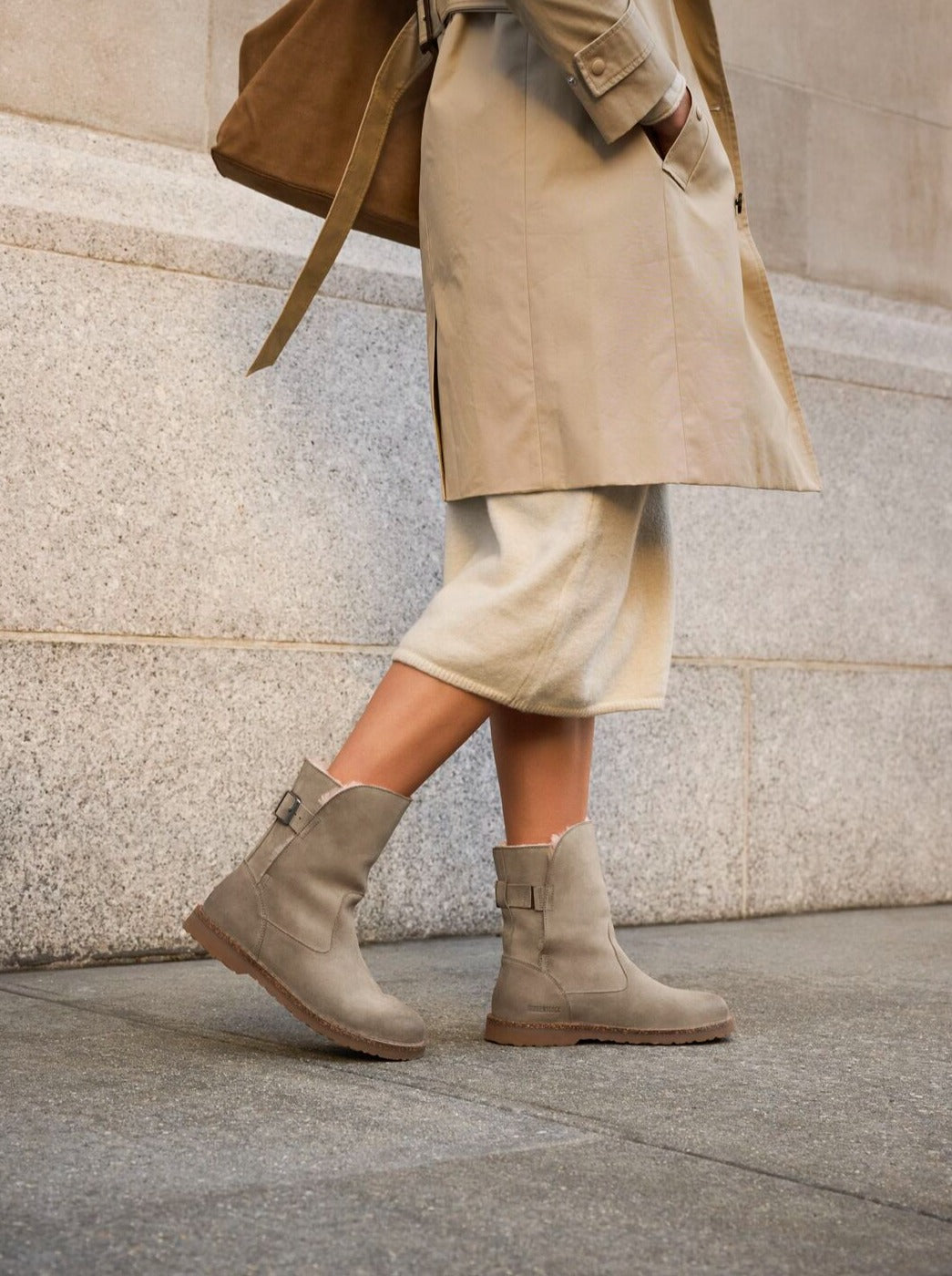 BIRKENSTOCK UPPSALA SHEARLING SUEDE LEATHER | GRAY TAUPE