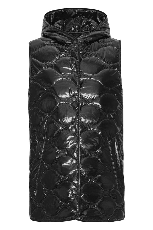 ILSE JACOBSEN GLOSSY QUILTED VEST | BLACK