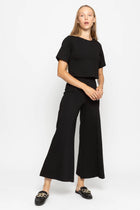 RIPLEY RADER PONTE KNIT CROPPED WIDE LEG PANT | BLACK