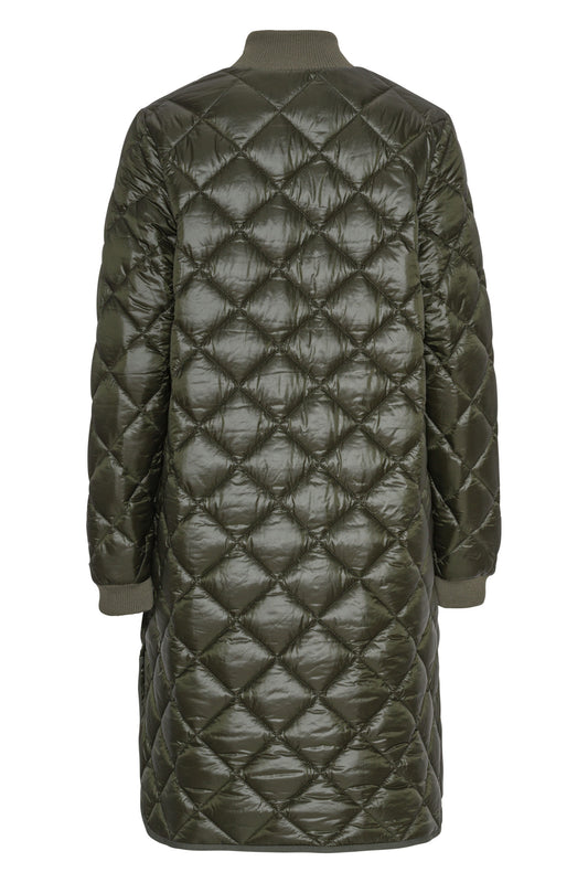 ILSE JACOBSEN LONG PEARL QUILTED COAT | DEEP OLIVE