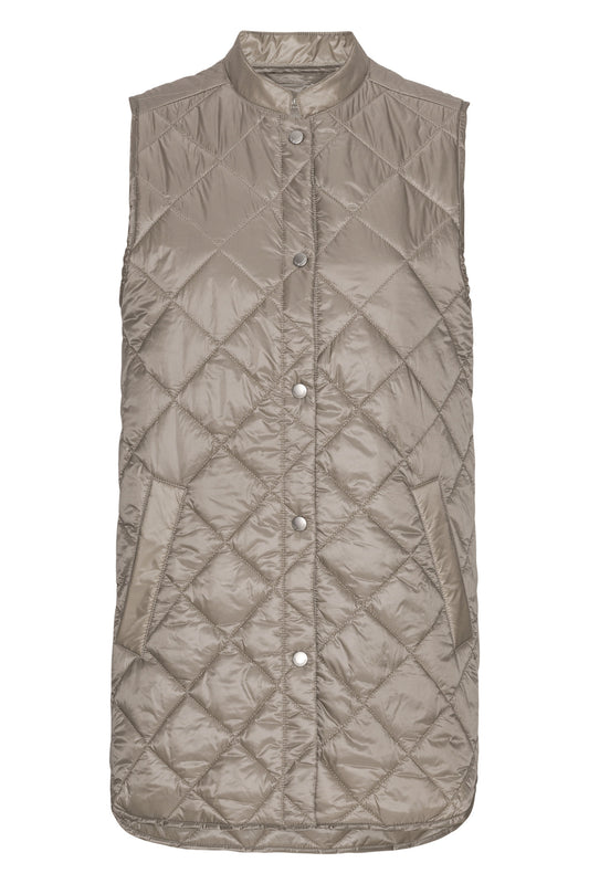 ILSE JACOBSEN PEARL SHORT QUILTED VEST | TAUPE