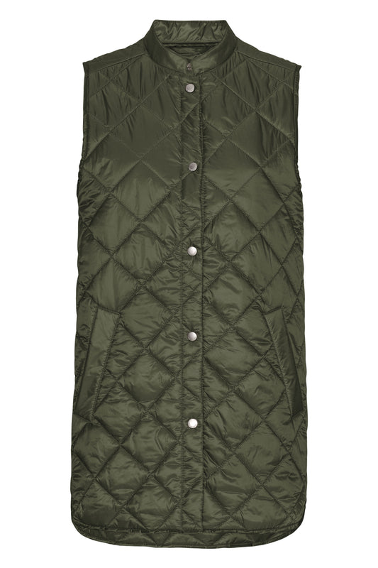 ILSE JACOBSEN PEARL SHORT QUILTED VEST | DEEP OLIVE