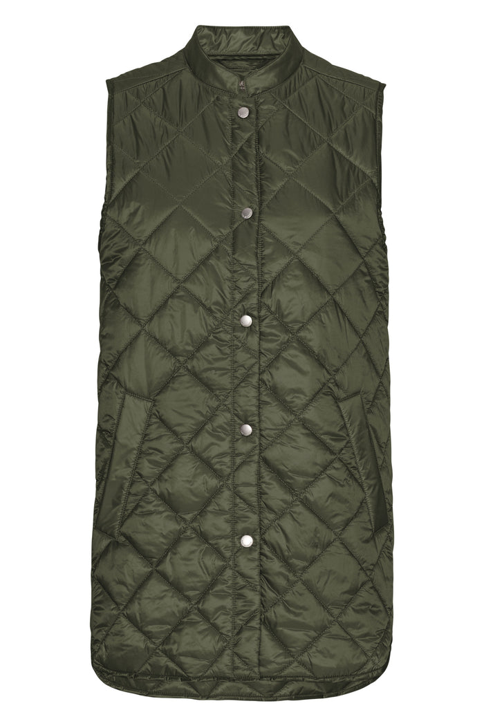 ILSE JACOBSEN PEARL SHORT QUILTED VEST | DEEP OLIVE