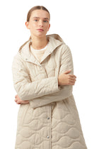 ILSE JACOBSEN LONG QUILTED HOODED COAT | LIGHT SAND