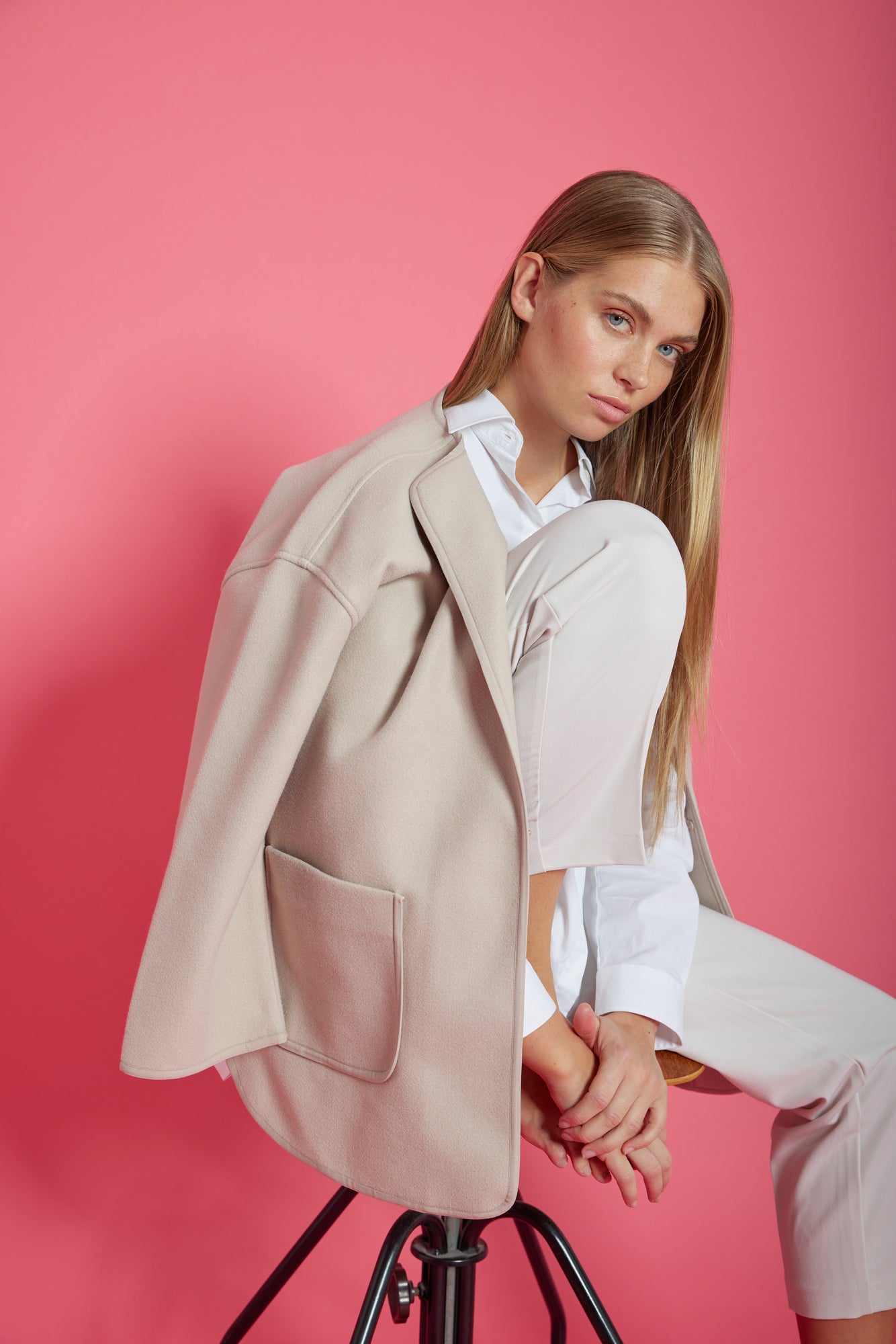 ILSE JACOBSEN FELT BOMBER JACKET | WHITE PEPPER