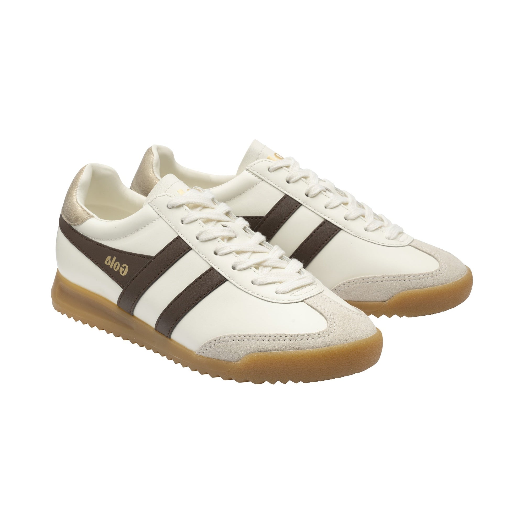 GOLA TORPEDO LEATHER | OFF WHITE/DARK BROWN/GOLD