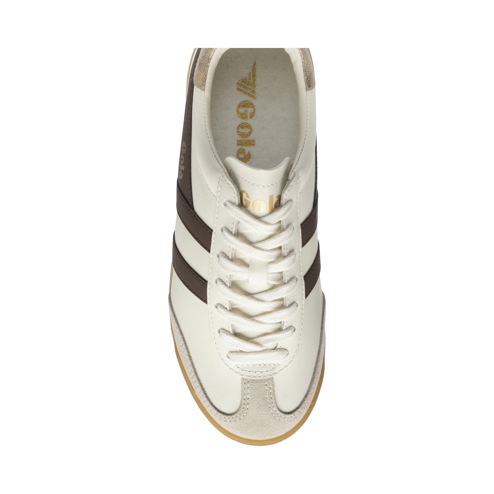 GOLA TORPEDO LEATHER | OFF WHITE/DARK BROWN/GOLD