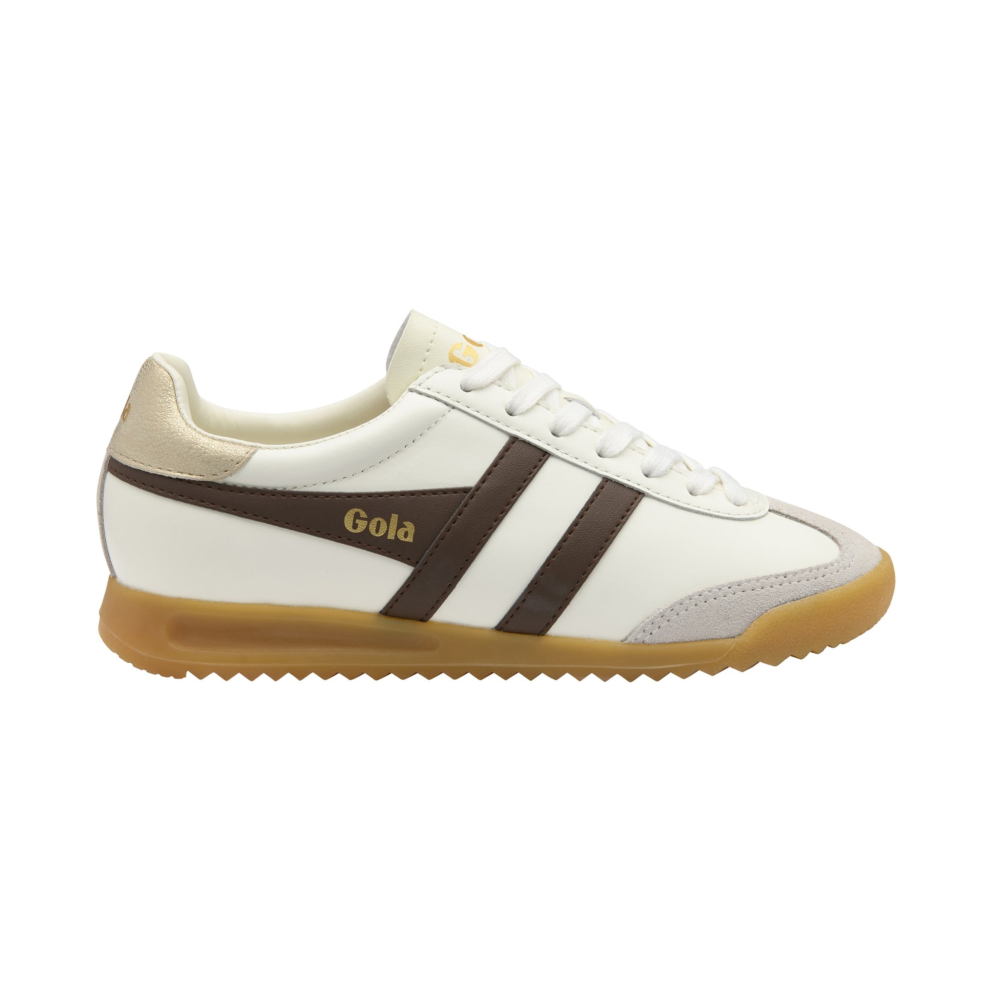 GOLA TORPEDO LEATHER | OFF WHITE/DARK BROWN/GOLD