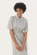 Load image into Gallery viewer, PART TWO EMMALOU SHIRTDRESS | BLACK STRIPE
