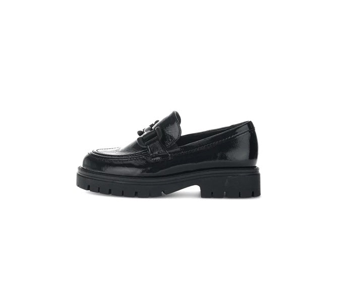 GABOR PATENT LEATHER CHUNKY LOAFER | BLACK