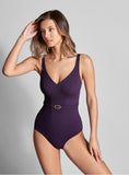 Load image into Gallery viewer, EMPREINTE ICONIC v-NECK SWIMSUIT | Prune
