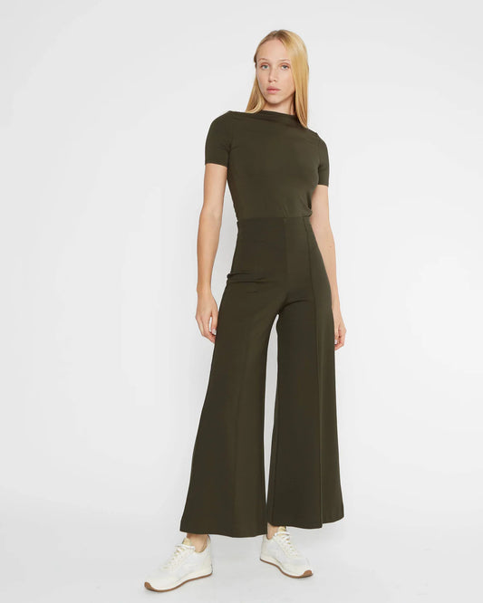 RIPLEY RADER PONTE KNIT CROPPED WIDE LEG PANT | OLIVE