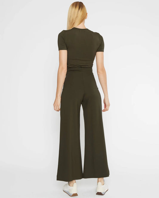 RIPLEY RADER PONTE KNIT CROPPED WIDE LEG PANT | OLIVE