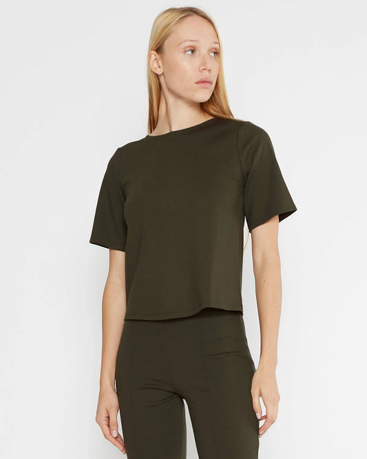 RIPLEY RADER PONTE KNIT SHORT SLEEVE TOP | OLIVE