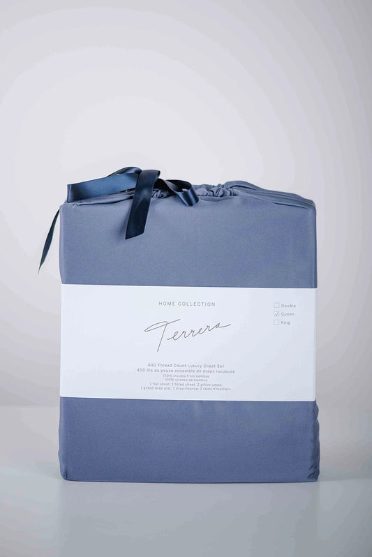 TERRERA BAMBOO QUEEN SHEET SET | MINERAL BLUE